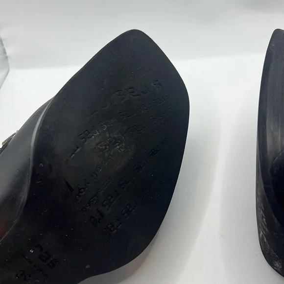 RAS black chunky heel leather loafer square toe/heel w/jewel detail SZ 39 US 9 - Picture 10 of 13